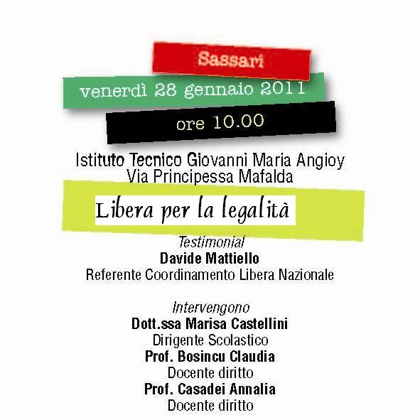 Sassari – Libera incontra gli studenti dell’ITI G.M. Angioy