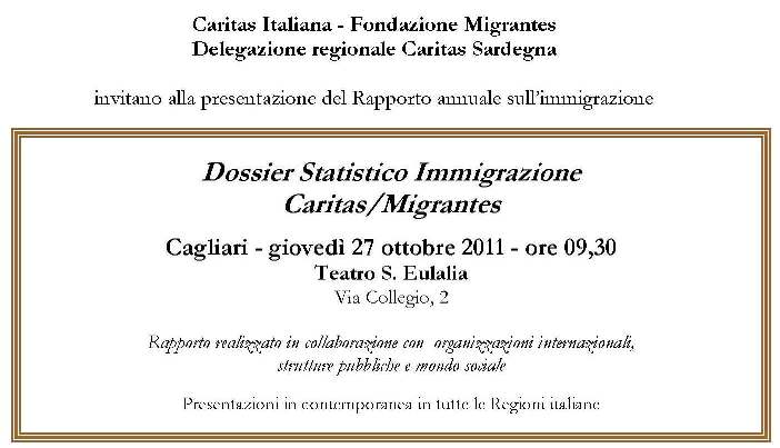 Cagliari – Dossier statistico immigrazione Caritas/Migrantes