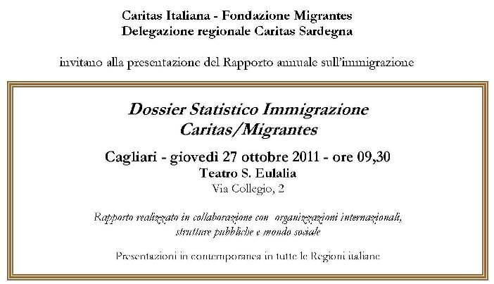 Cagliari – Dossier statistico immigrazione Caritas/Migrantes