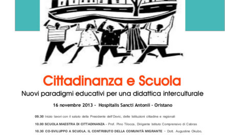 Oristano – Cittadinanza e Scuola. Nuovi paradigmi educativi per una didattica interculturale