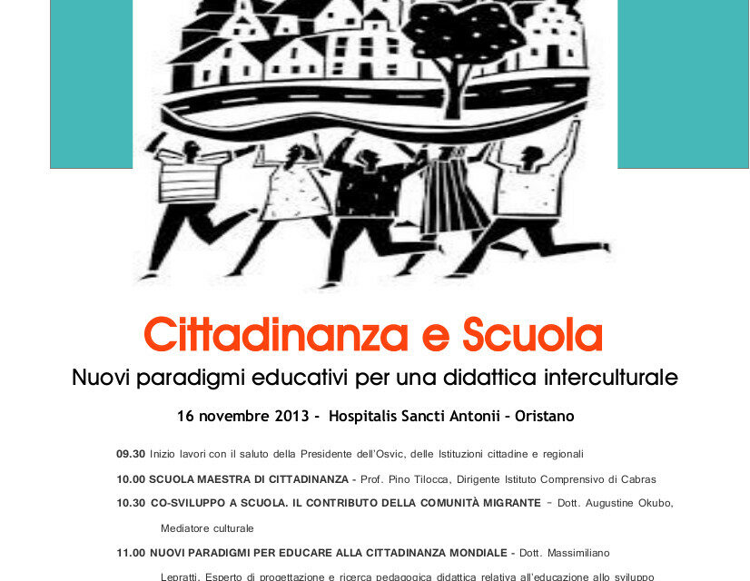 Oristano – Cittadinanza e Scuola. Nuovi paradigmi educativi per una didattica interculturale