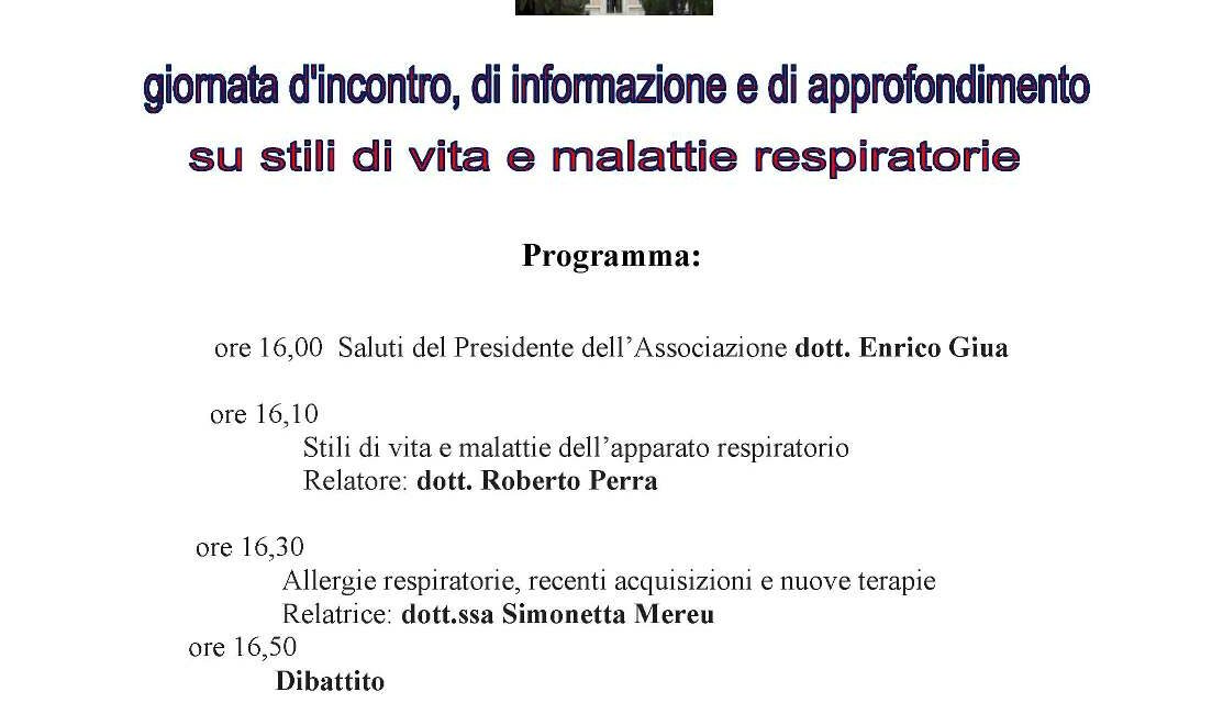 Cagliari – Giornata di informazione su stili di vita e malattie respiratorie