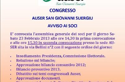 San Giovanni Suergiu – Assemblea Auser comunale