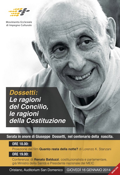 Oristano – Dossetti: le ragioni del Concilio, le ragioni della Costituzione