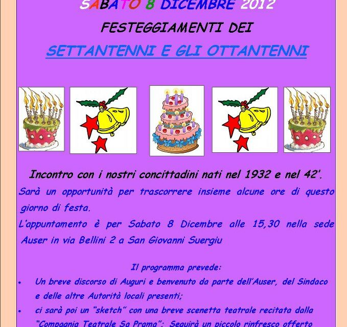 San Giovanni Suergiu – Festeggiamenti per i settantenni e gli ottantenni