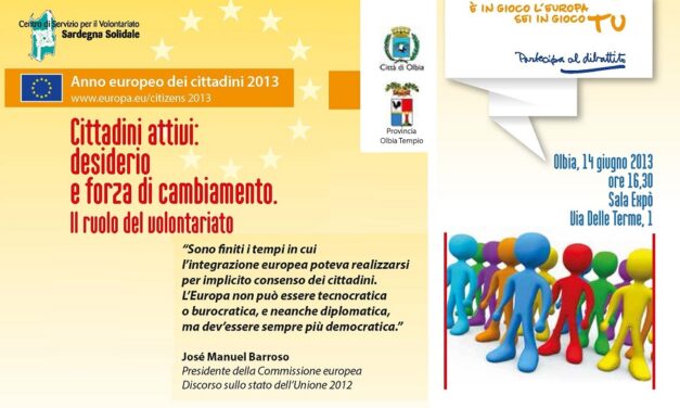 Olbia –  Cittadini attivi: desiderio e forza di cambiamento. Il ruolo del volontariato