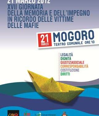 Mogoro, 21 marzo – XVII Giornata della memoria e dell’impegno in ricordo delle vittime delle mafie