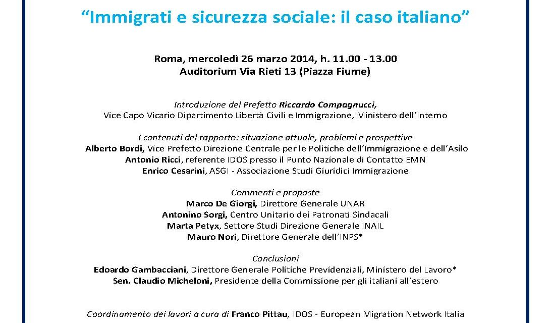Roma – Immigrati e sicurezza sociale: il caso italiano