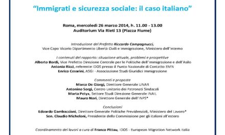 Roma – Immigrati e sicurezza sociale: il caso italiano