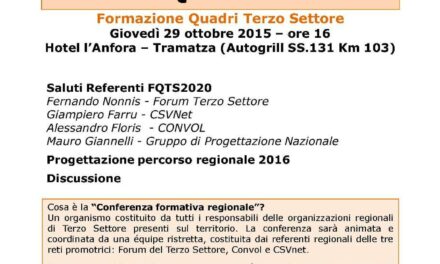 Tramatza – FQTS2020: Conferenza Formativa Regionale Sardegna