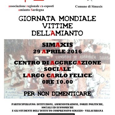 Oristano – Giornata mondiale Vittime dell’Amianto