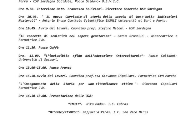 Cabras – Le indicazioni per il curricolo. La didattica della storia in una dimensione interculturale