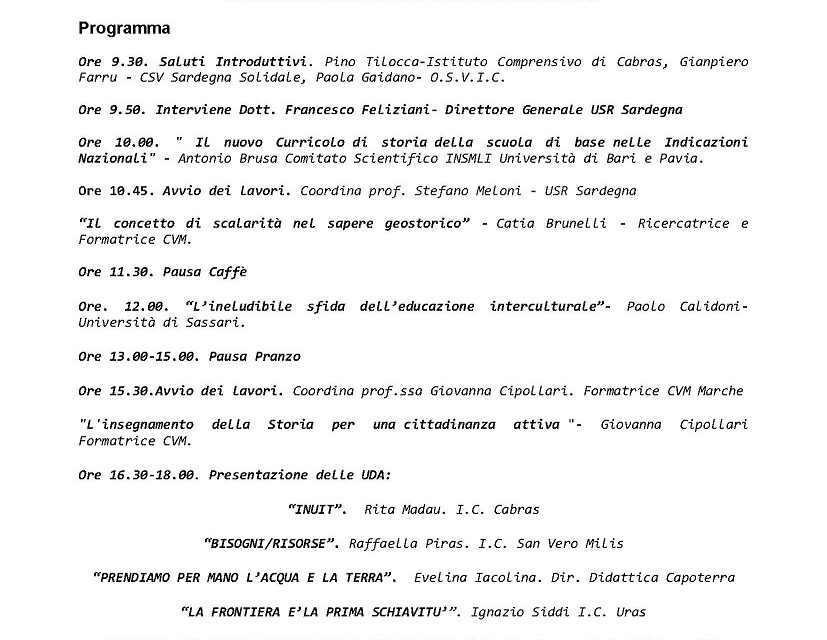 Cabras – Le indicazioni per il curricolo. La didattica della storia in una dimensione interculturale