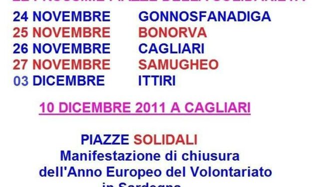 PIAZZE SOLIDALI: il 10 dicembre tutti a Cagliari!