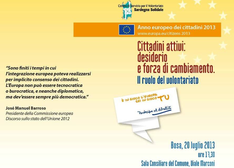 Bosa – Cittadini attivi: desiderio e forza di cambiamento. Il ruolo del volontariato