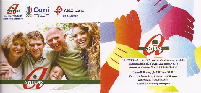 Oristano – L’Anteas regala 6 defibrillatori agli sportivi