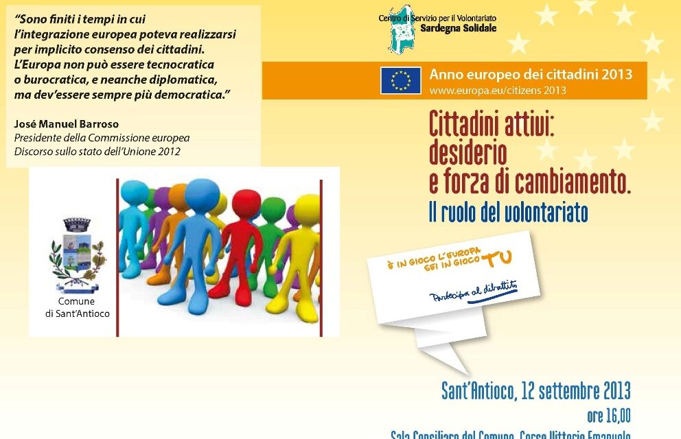 S. Antioco – Cittadini attivi: desiderio e forza di cambiamento. Il ruolo del volontariato