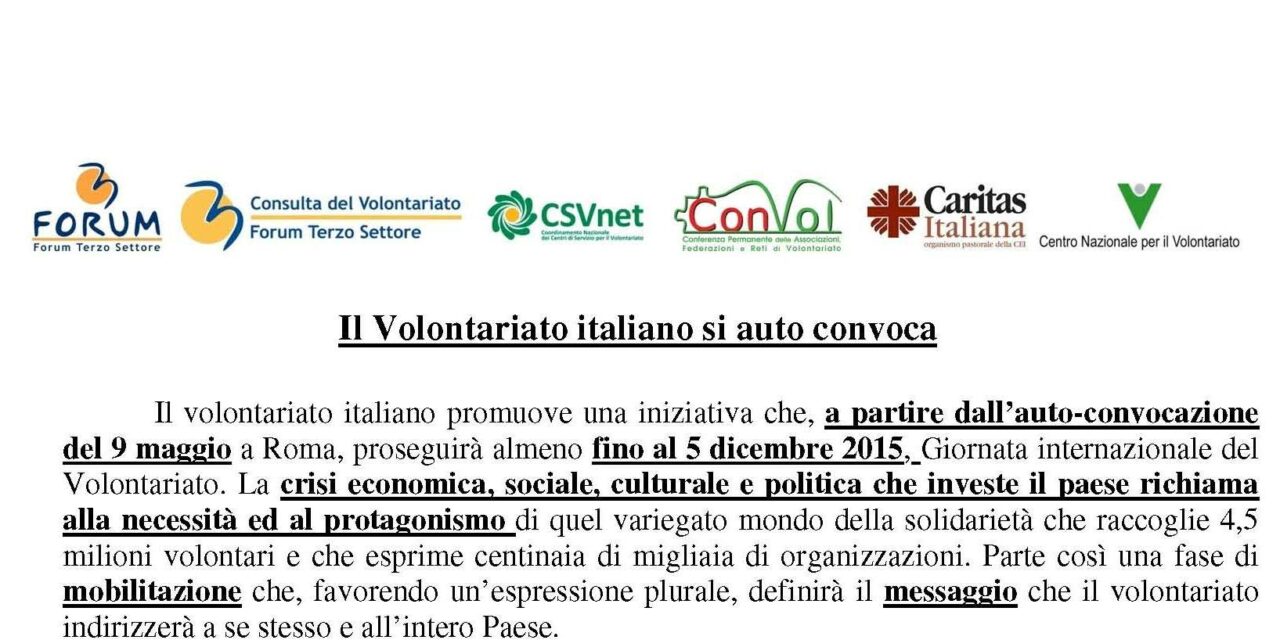Roma – Autoconvocazione del Volontariato Italiano – programma