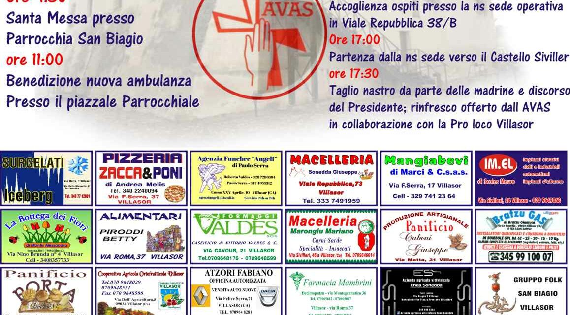 Villasor – Inaugurazione nuova ambulanza AVAS