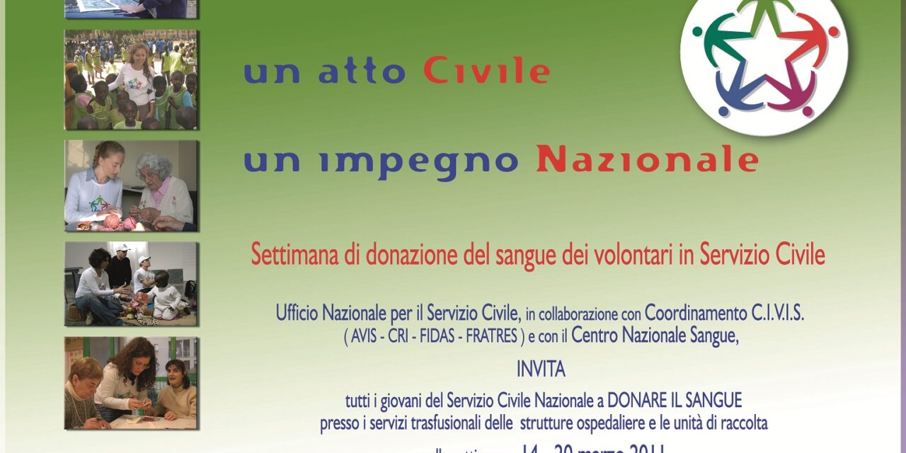 Settimana di donazione del sangue dei giovani in servizio civile