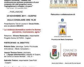 Guspini – La violenza domestica contro le donne: prevenire, riconoscere, agire