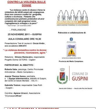 Guspini – La violenza domestica contro le donne: prevenire, riconoscere, agire