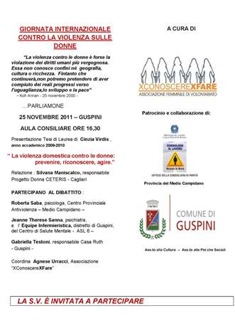 Guspini – La violenza domestica contro le donne: prevenire, riconoscere, agire