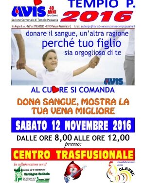Raccolta Sangue Sabato 12 novembre 2016