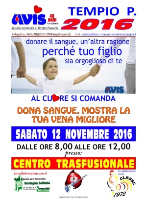 Raccolta Sangue Sabato 12 novembre 2016