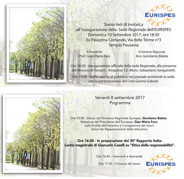 Tempio P. – Inaugurazione sede regionale Eurispes