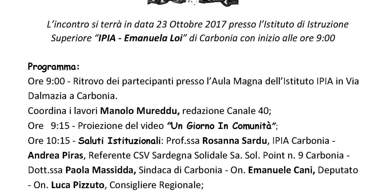 Carbonia – Un giorno in Comunità