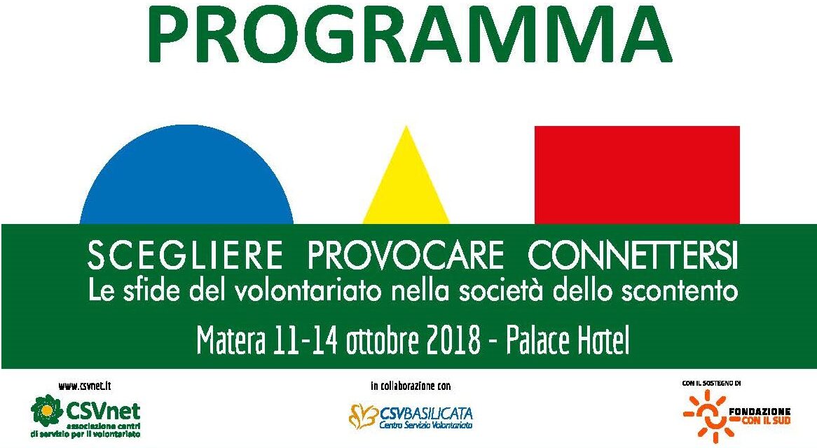 Matera – Scegliere, provocare, connettersi: le sfide del volontariato secondo CSVnet