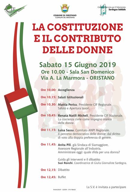 Oristano – La Costituzione e il contributo delle donne