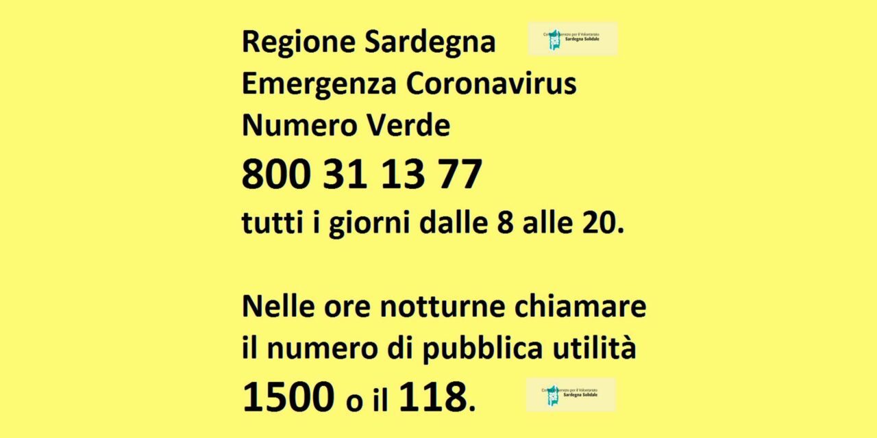 Emergenza Coronavirus – Numeri di riferimento e sospensione eventi e manifestazioni