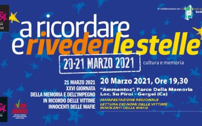 Su Piroi, 20 marzo 2021 – Giornata della memoria e dell’impegno in ricordo delle vittime delle mafie. Manifestazione regionale