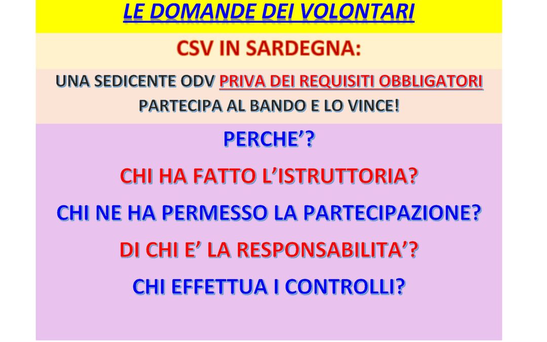 LE DOMANDE DEI VOLONTARI – PERCHE’?