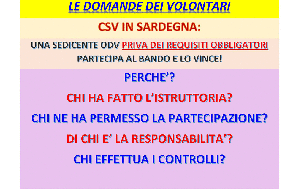 LE DOMANDE DEI VOLONTARI – 01 PERCHE’? 02 CHI? 03 come? 04 QUANDO?