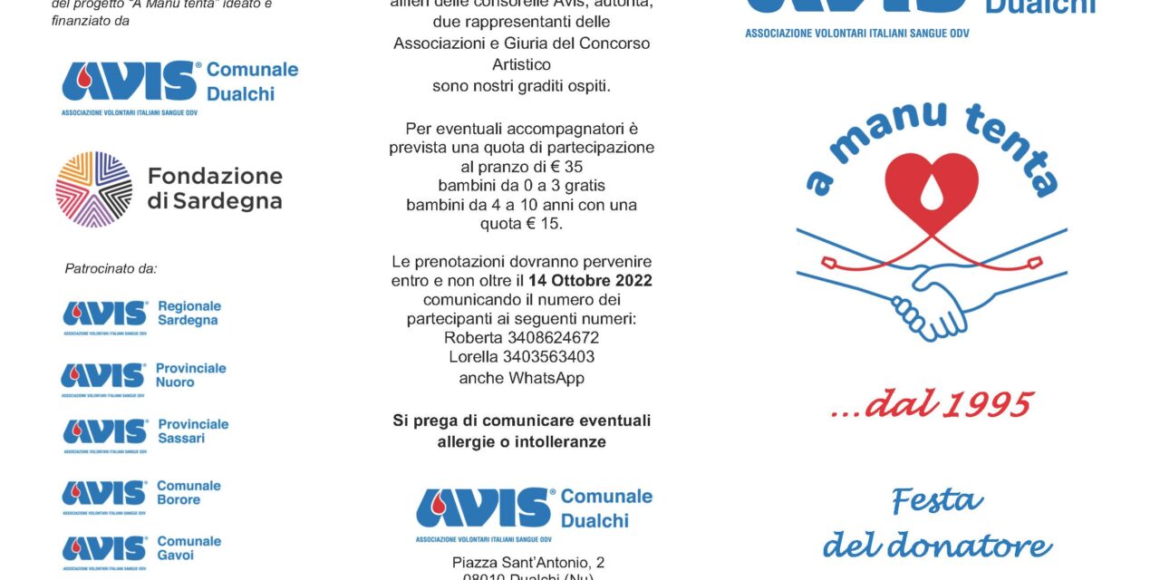 DUALCHI – AVIS COMUNALE – FESTA DEL DONATORE E 27° DI FONDAZIONE