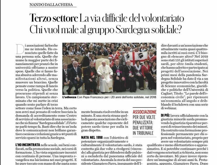 “Ancora una volta il volontariato sardo è sotto attacco”