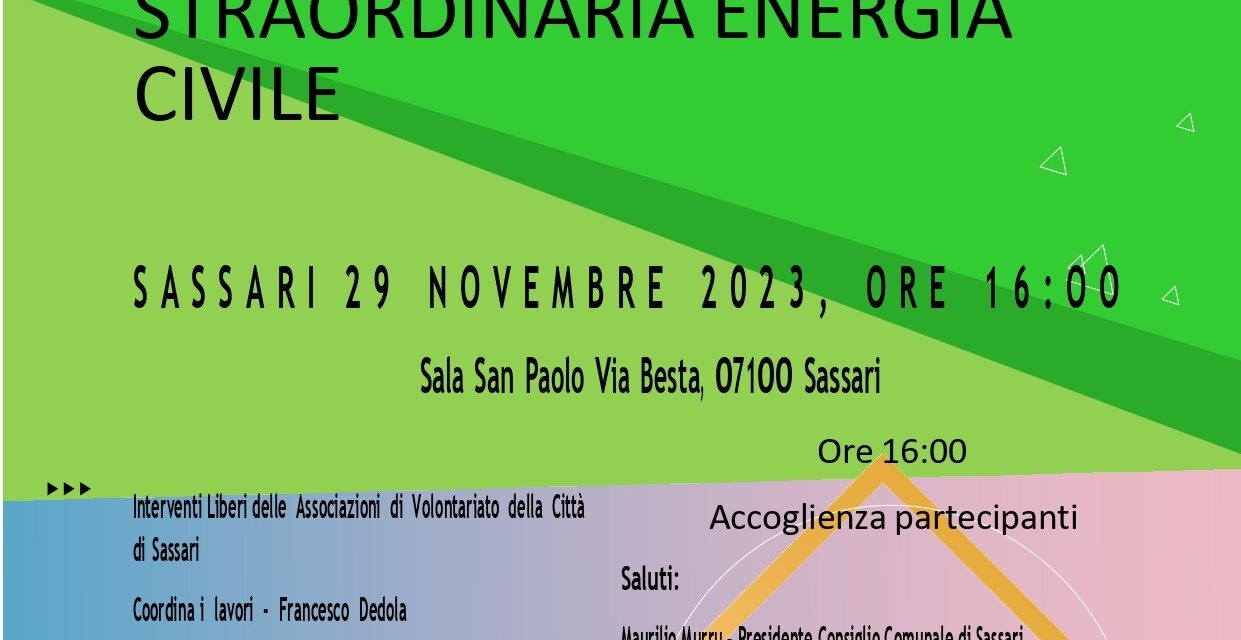 SASSARI – VOLONTARIATO, STRAORDINARIA ENERGIA CIVILE
