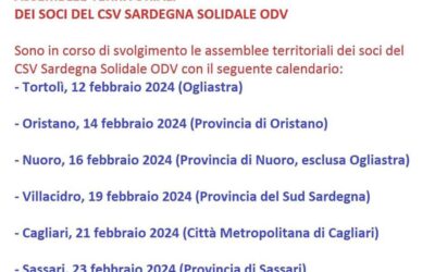 ASSEMBLEE TERRITORIALI DEI SOCI DEL CSV SARDEGNA SOLIDALE ODV