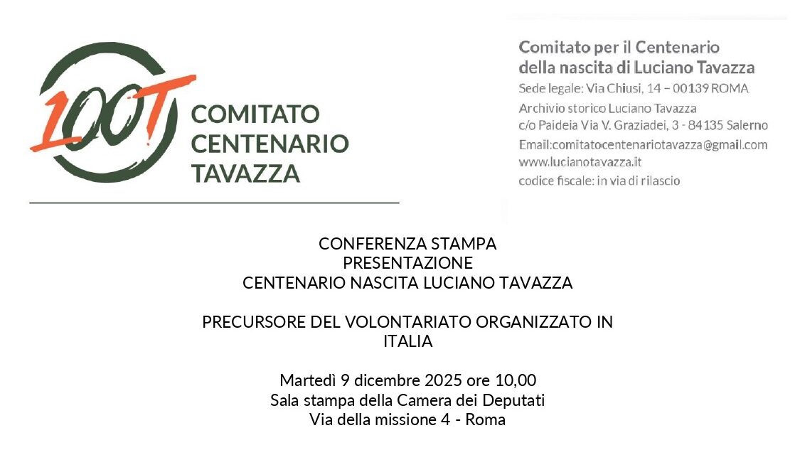 <strong>CONFERENZA STAMPA PRESENTAZIONE CENTENARIO NASCITA LUCIANO TAVAZZA PRECURSORE DEL VOLONTARIATO ORGANIZZATO IN ITALIA</strong>