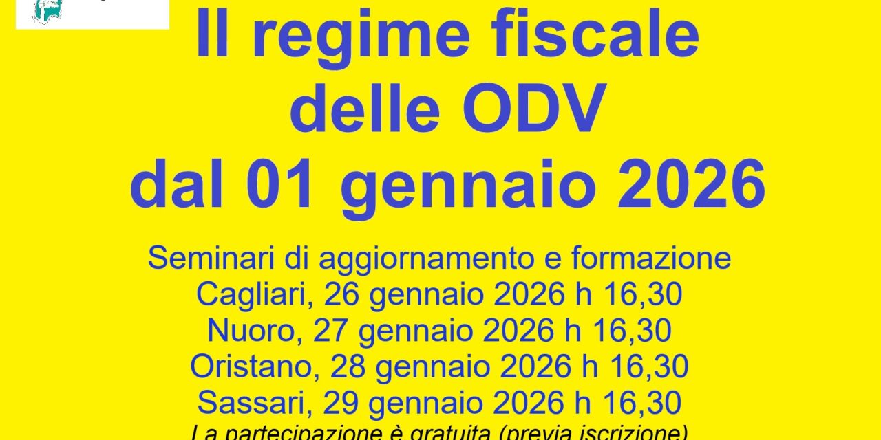 Il nuovo regime fiscale delle ODV – Seminari di aggiornamento e formazione